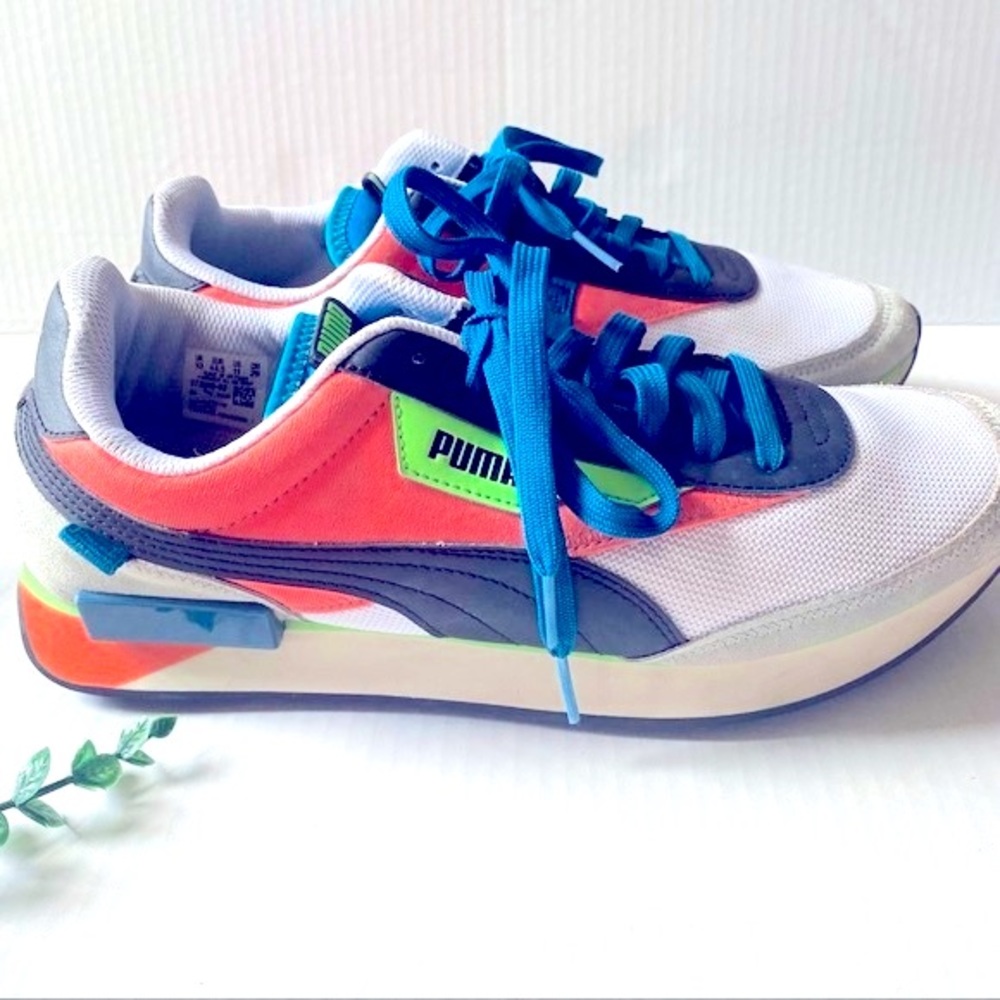 Puma Future Rider Play On retro Sneakers gray orange blue size 11